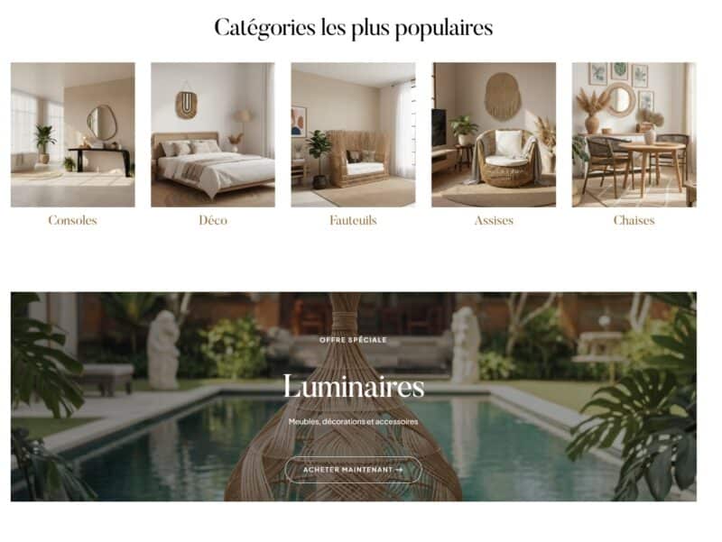 DÉCO BOHÈME : Création site e-commerce WordPress pour une marque de décoration bohème 1 site decoration bali